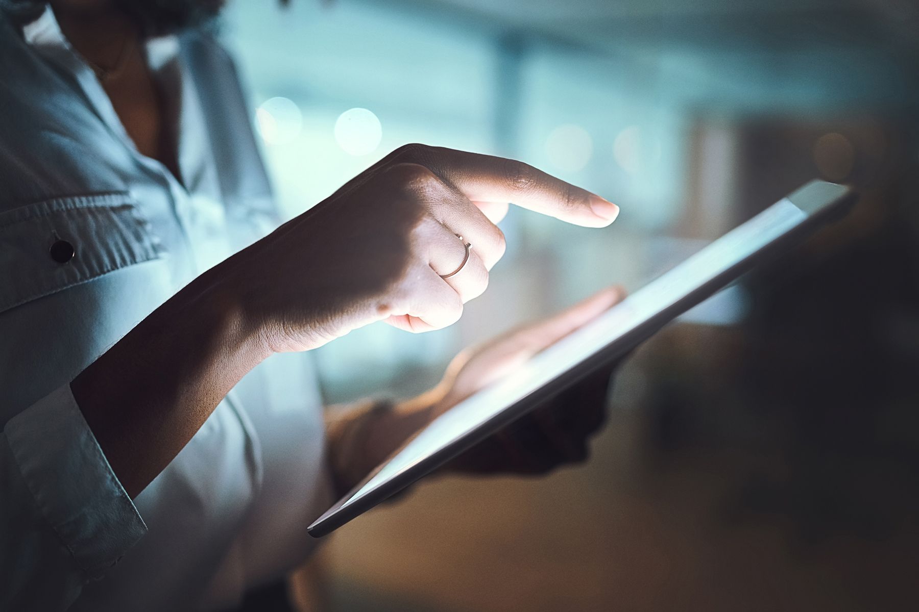 person working on a tablet